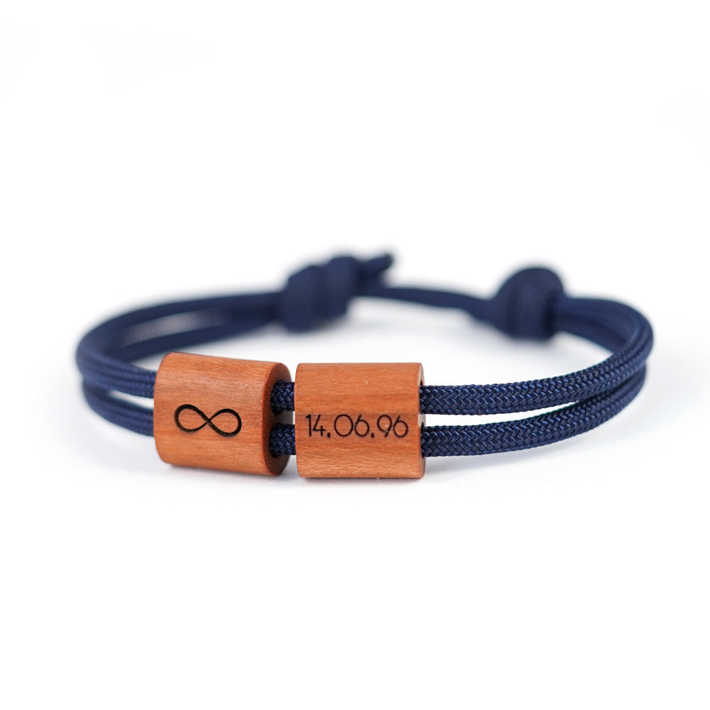 myjori Holz Segeltau Armband mit Wunschgravur