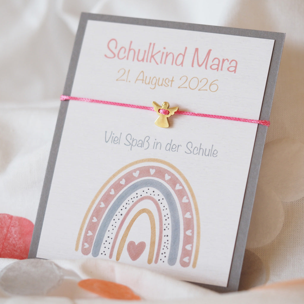 Armband mit Schutzengel zur Einschulung mit personalisierter Schmuckkarte - Geschenk von myGreta