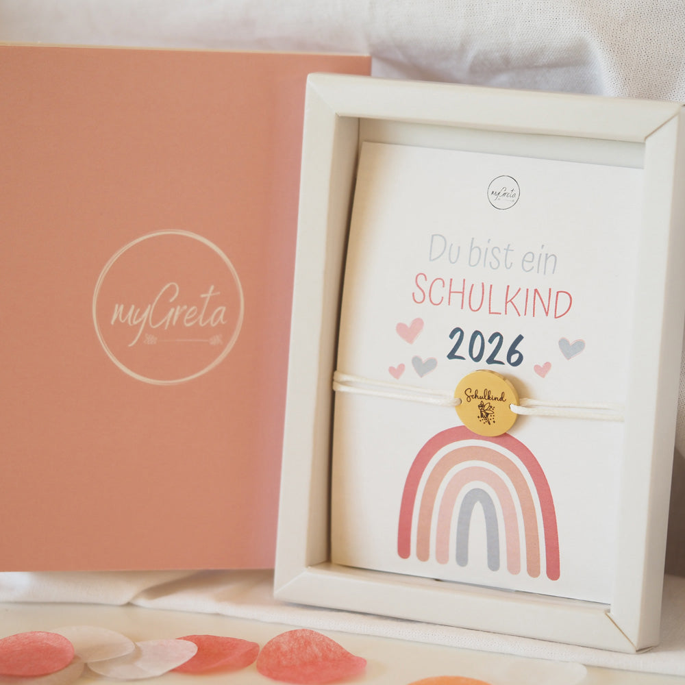 Personalisiertes Kinderarmband zum Schulstart – Mit graviertem Edelstahlanhänger & Schmuckkarte