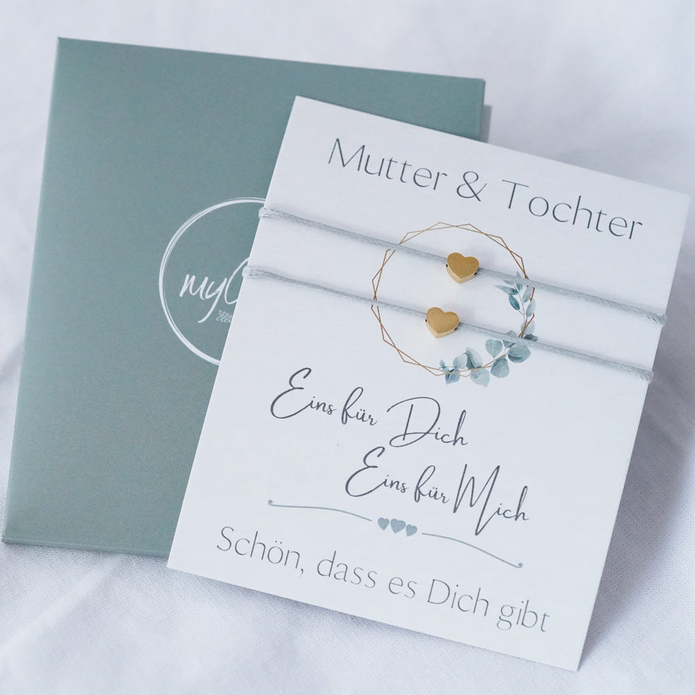 Armbandset Mutter & Tochter - Nylonbändchen Herz