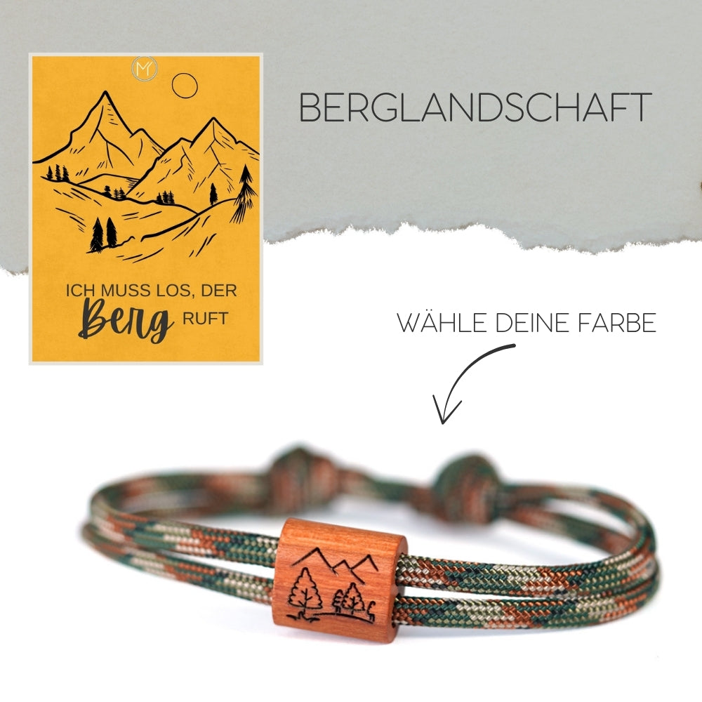 myjori Segeltau Holz Armband mit Berglandschaft Gravur