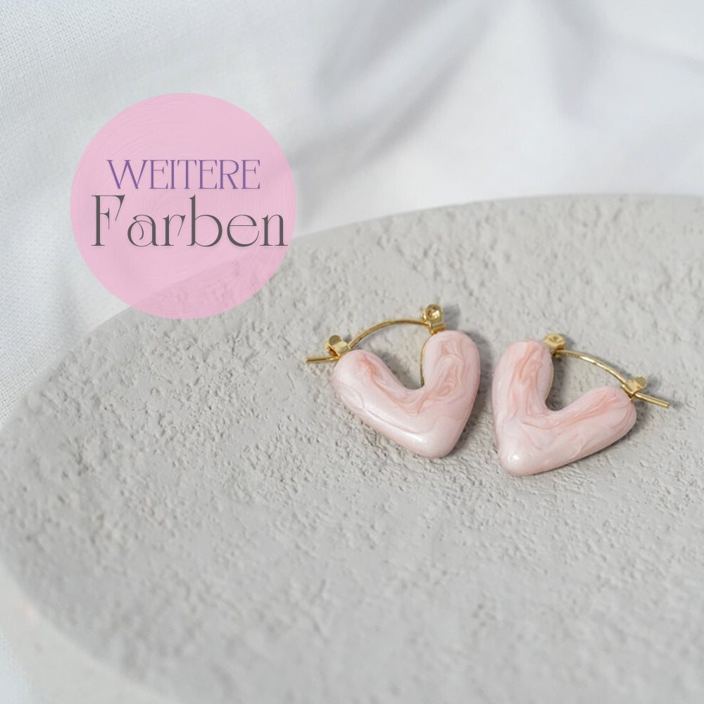 Keramik Herz Ohrringe in Rosa & Gold in Geschenkschachtel von myGreta