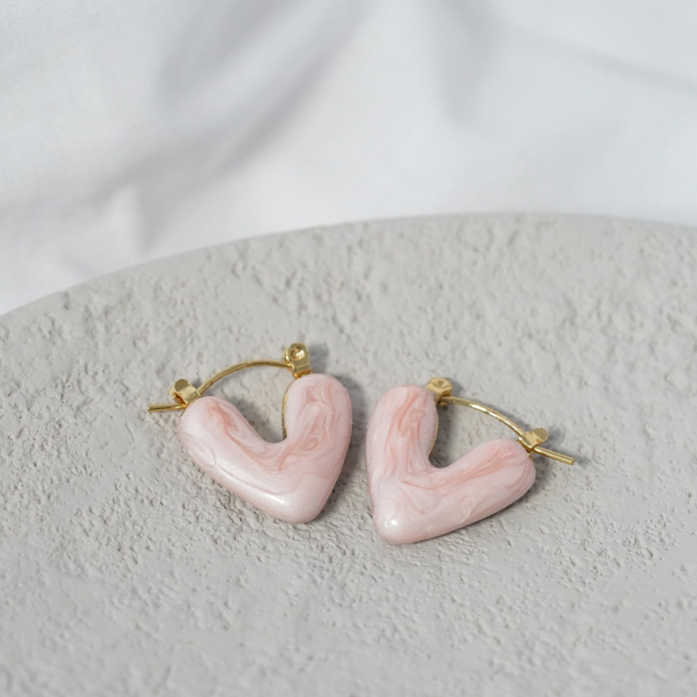 Keramik Herz Ohrringe in Rosa & Gold in Geschenkschachtel von myGreta