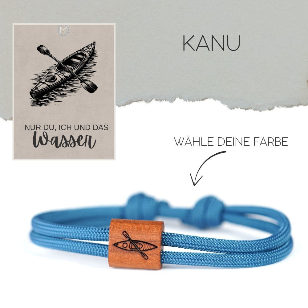 myjori Segeltau Holz Armband mit Kanu Gravur