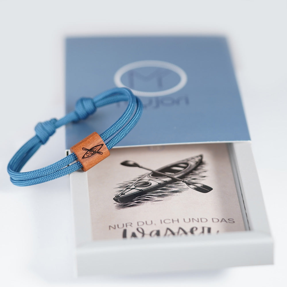 myjori Segeltau Holz Armband mit Kanu Gravur