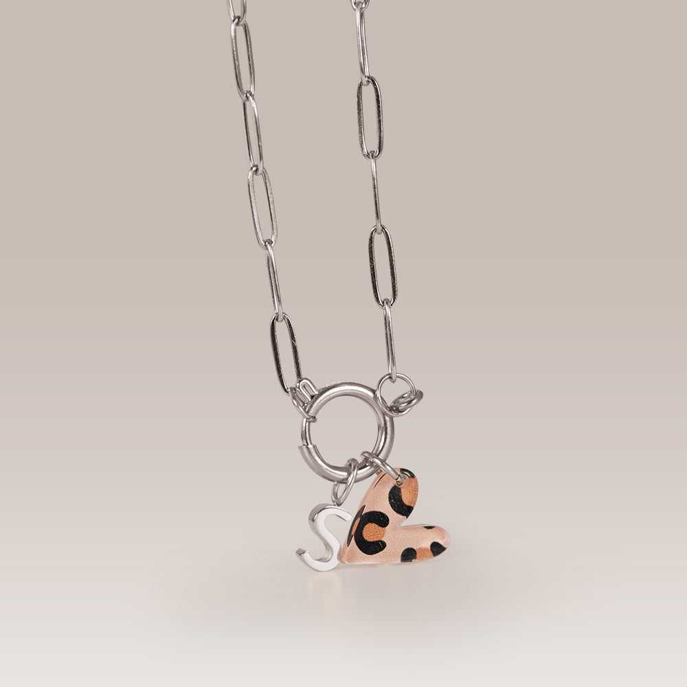 Edelstahl Paperclip Kette gold & silber mit Herz Anhänger + GRATIS CHARM