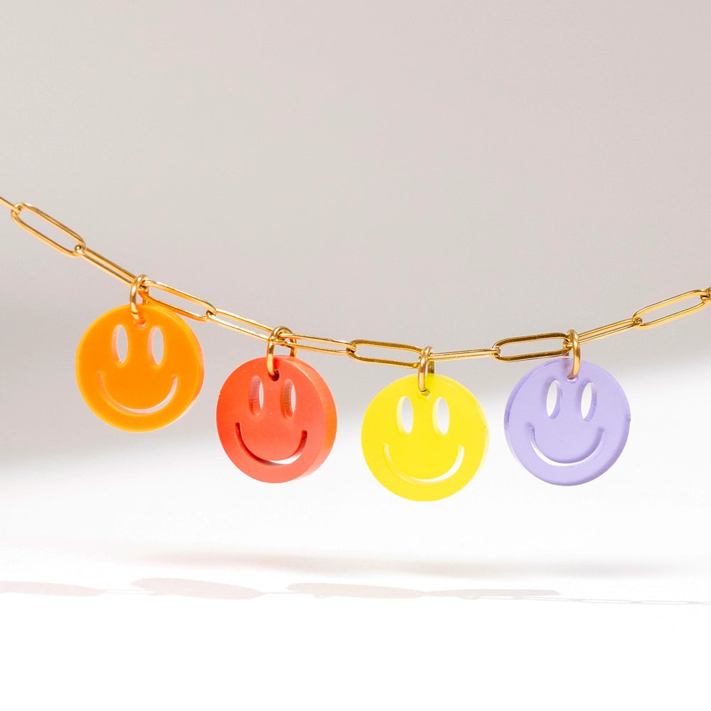 Smiley Anhänger für Kette Neon verschiedene Farben aus Acryl Mix & Match - myGreta Charms
