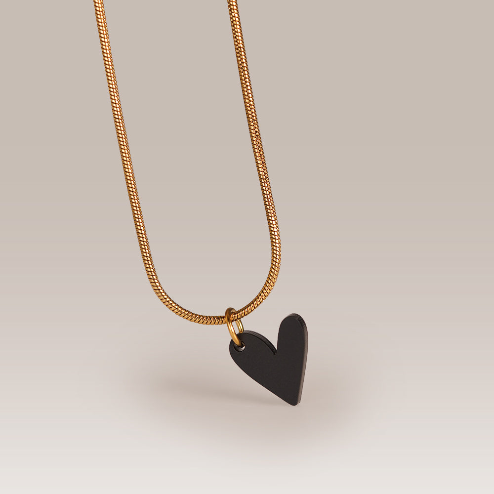 Edelstahlkette gold & silber mit Herz-Anhänger in Schwarz – Minimalistischer Statement-Schmuck