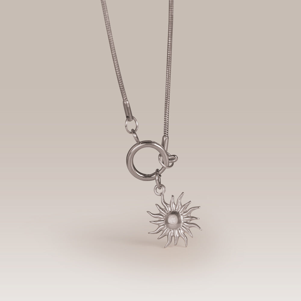 Sonnen-Kette aus Edelstahl gold & silber mit Charm-Ring