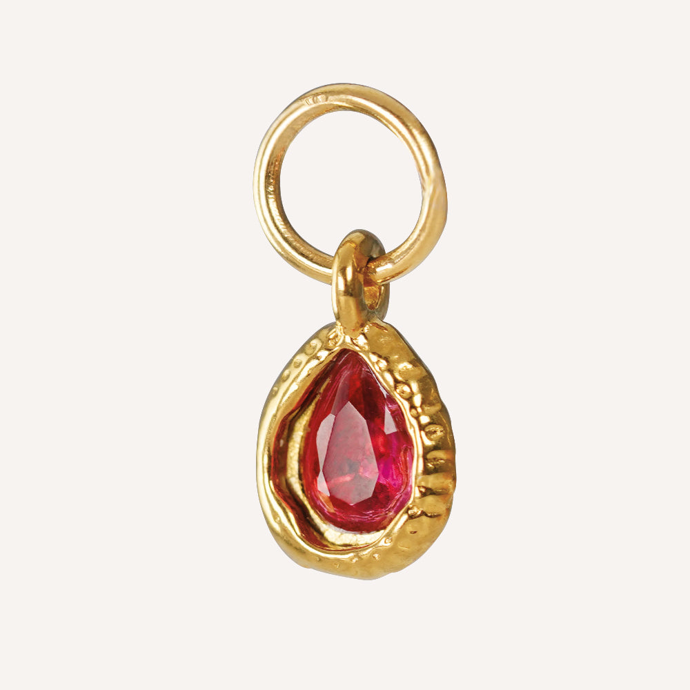 Edelstahl Anhänger roter Stein mit Fassung in gold & silber für Mix & Match - myGreta Charms