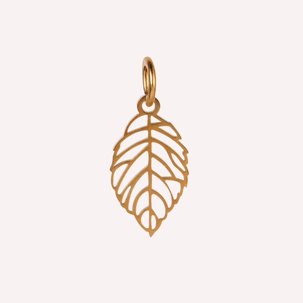 Edelstahl Anhänger Blatt gold & silber