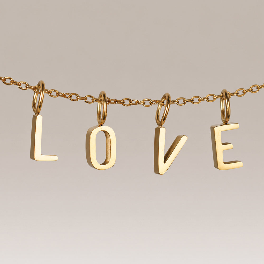 Edelstahl Anhänger Buchstabe gold & silber