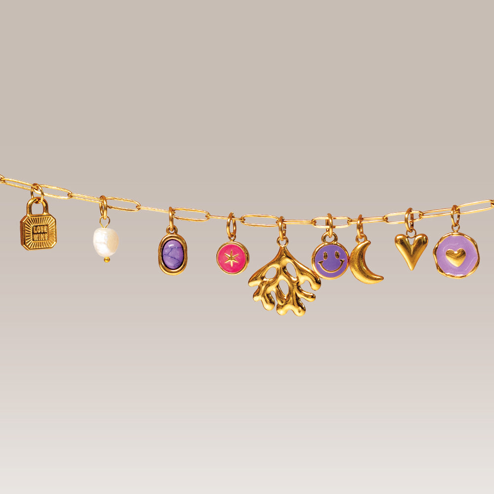 Edelstahl Anhänger Smiley gold für Mix & Match - myGreta Charms
