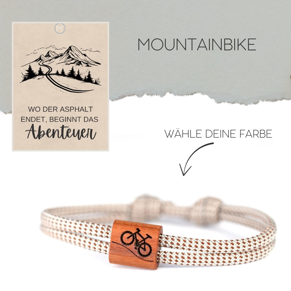 myjori Segeltau Holz Armband mit Mountainbike Gravur
