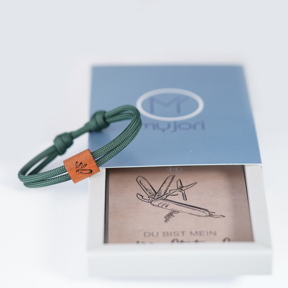 myjori Segeltau Holz Armband mit Multitool Gravur