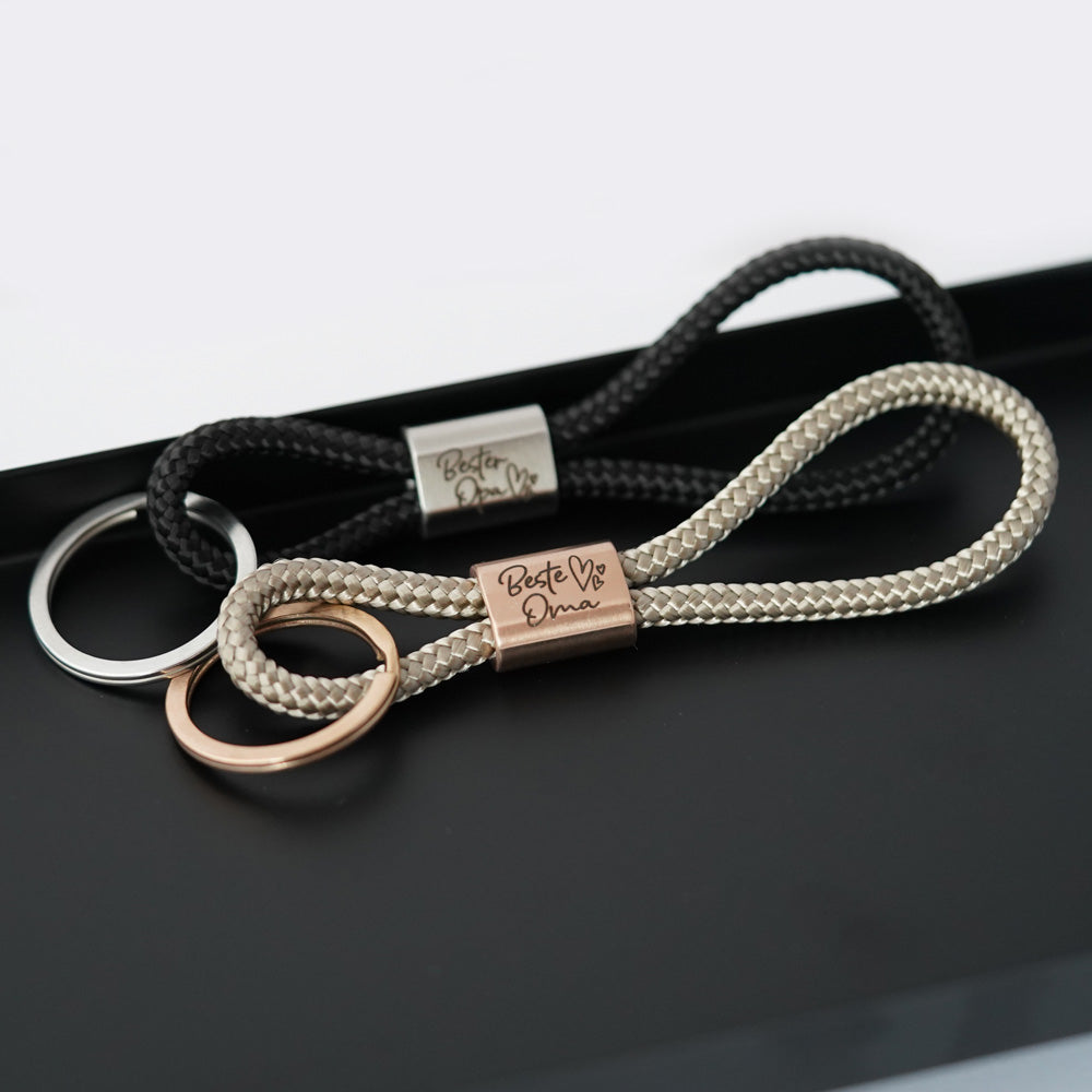 Hochwertiger Segeltau-Schlüsselanhänger mit Gravur – Perfektes Weihnachtsgeschenk für Opa