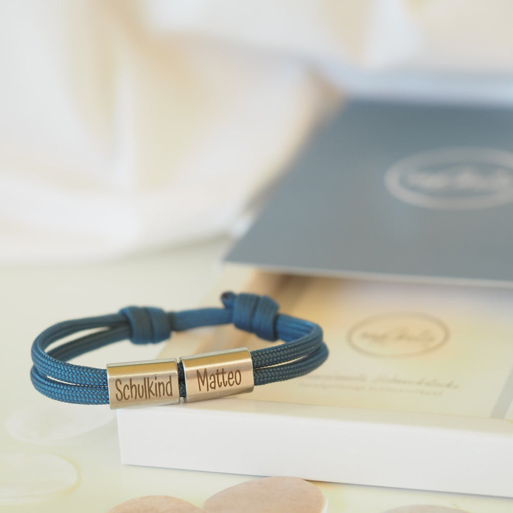 Segeltauarmband Schulkind mit persönlicher Gravur
