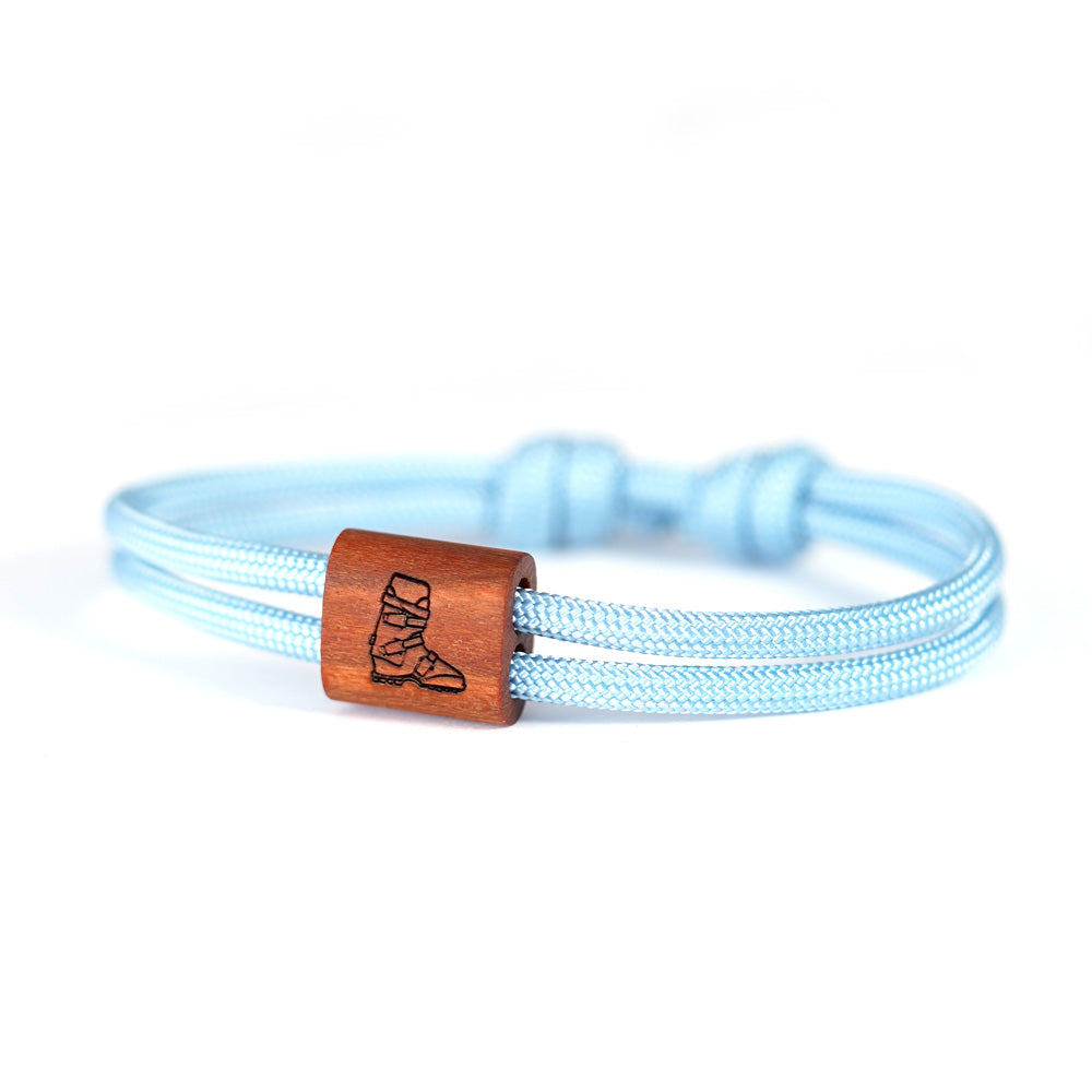myjori Segeltau Holz Armband Skifahrer mit Skischuh Gravur