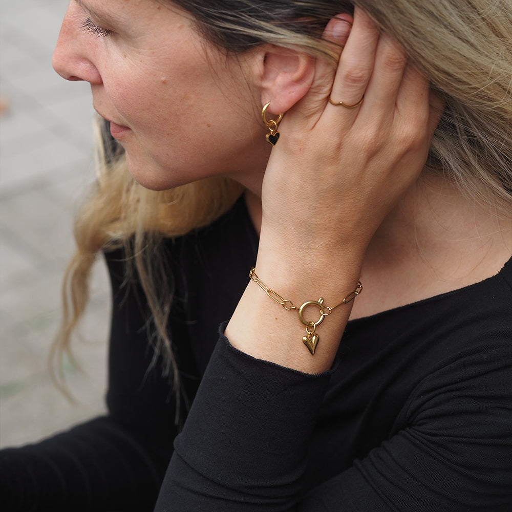 Edelstahl Anhänger für Armkettchen Perle gold & silber