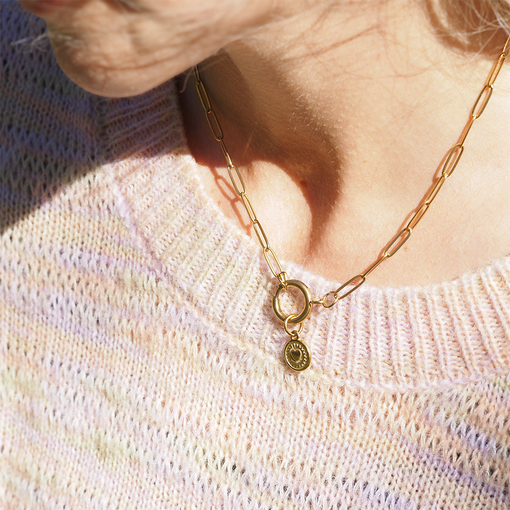 Edelstahl Anhänger Herz in Sonne gold & silber