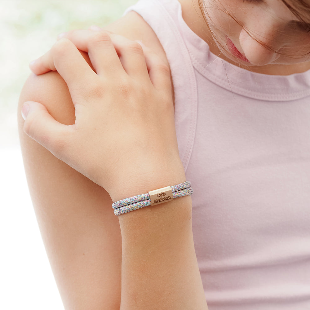 Personalisiertes Kinderarmband mit Notfallnummer zur Einschulung – Für die Schultüte von myGreta