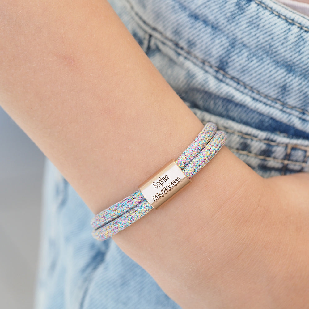 Personalisiertes Kinderarmband mit Notfallnummer zur Einschulung – Für die Schultüte von myGreta