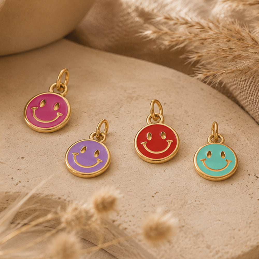 Edelstahl Anhänger Smiley gold für Mix & Match - myGreta Charms