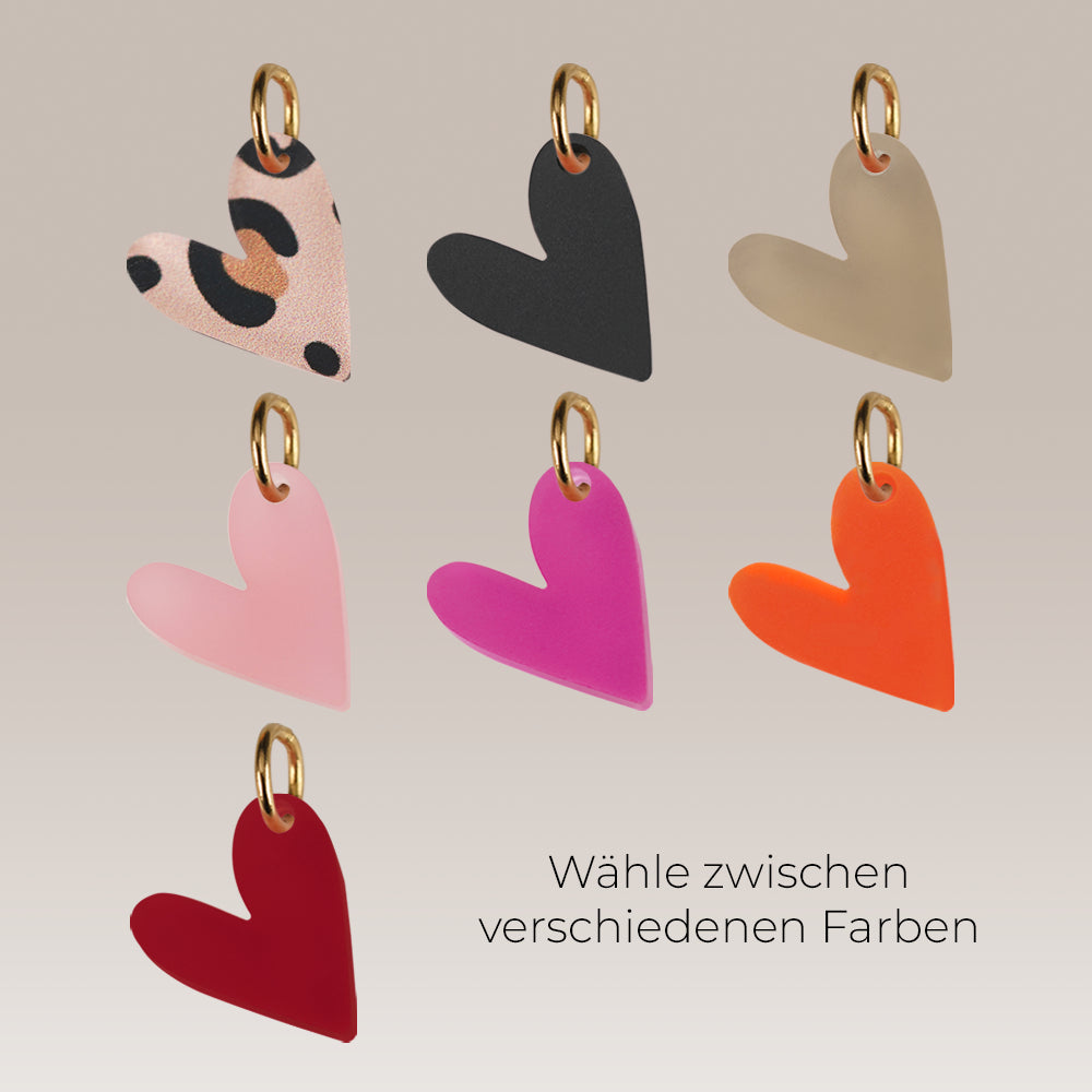 Edelstahl Paperclip Kette gold & silber mit Herz Anhänger + GRATIS CHARM