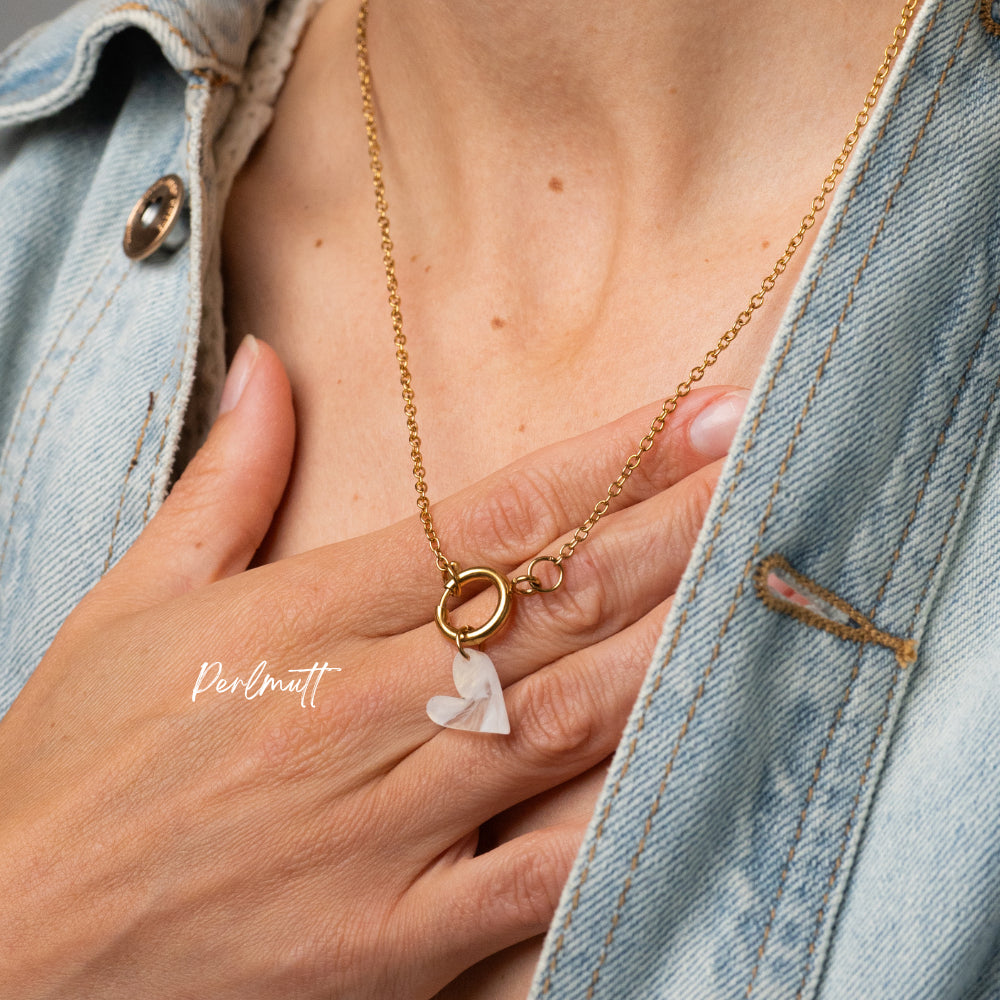 Herz Anhänger für Ketten perlmutt aus Acryl Mix & Match - myGreta Charms