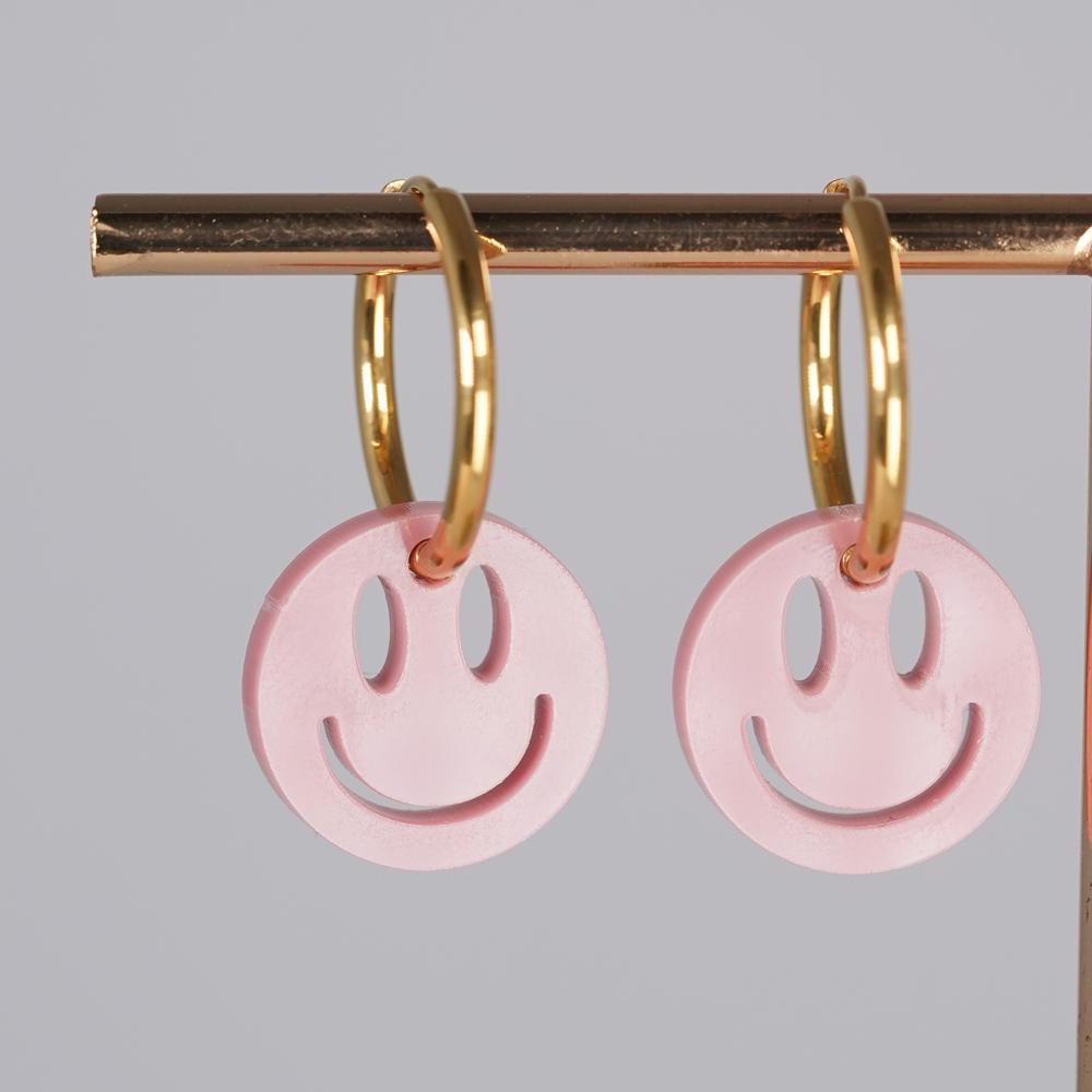 Smiley Anhänger für Ohrring Uni verschiedene Farben aus Acryl Mix & Match - myGreta Charms